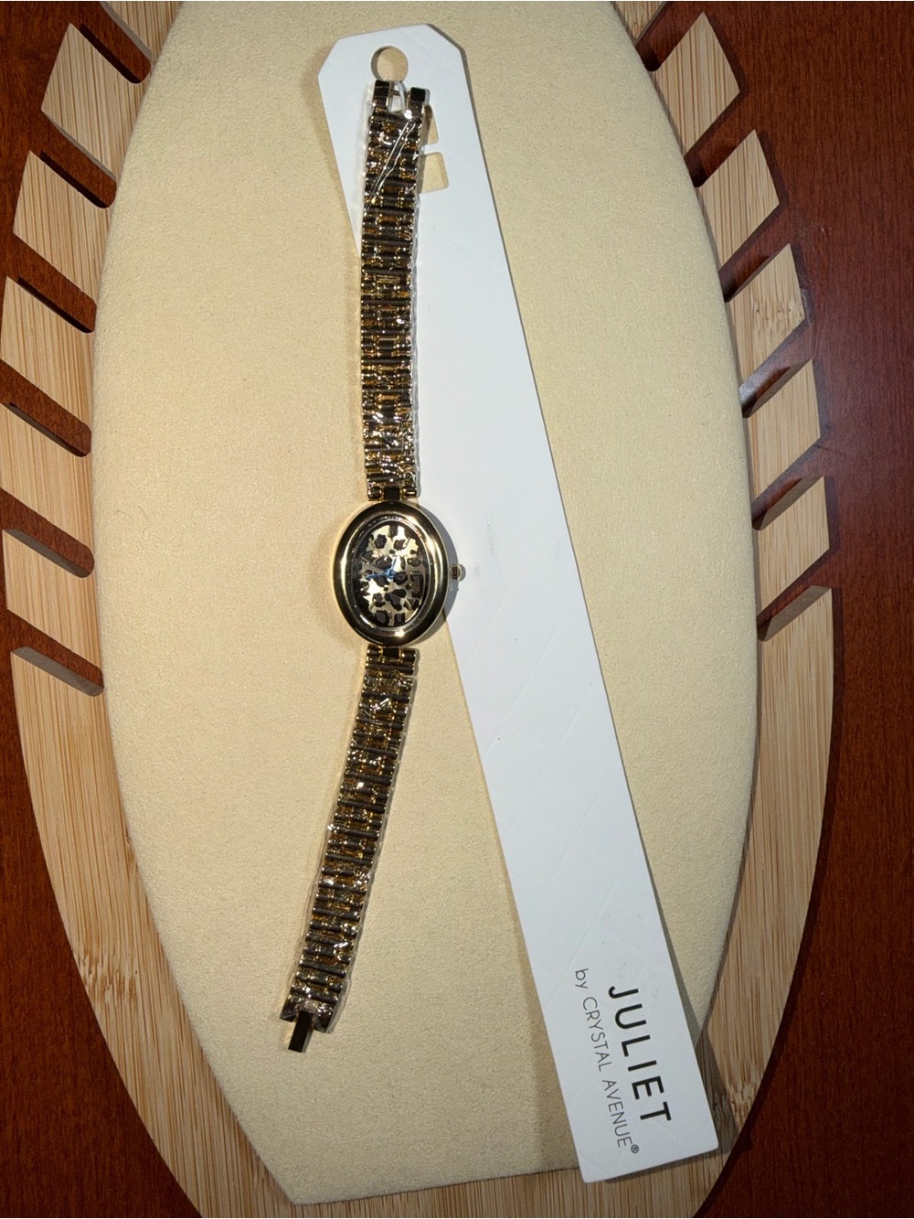 Juliet by Crystal Avenue Gold-tone Ladies Watch with Leopard Dial